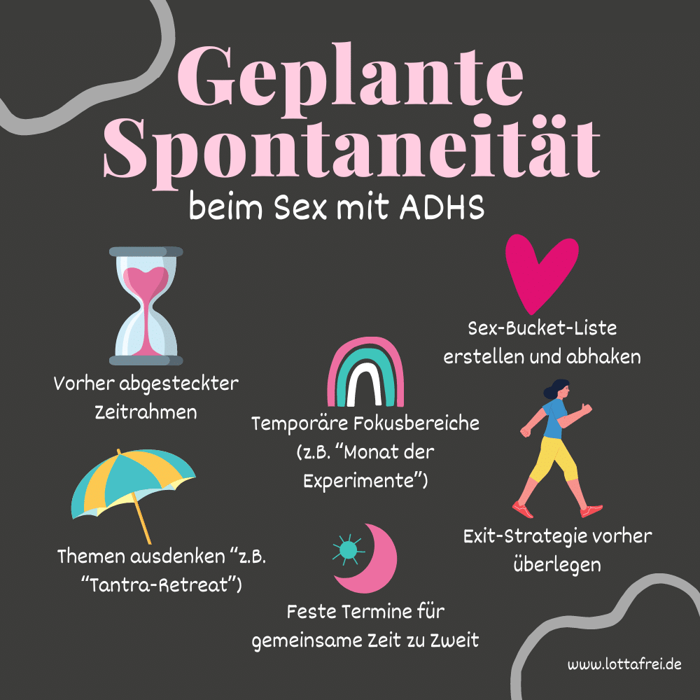 Geplante Spontaneität beim Sex mit ADHS kleine Illustrationen